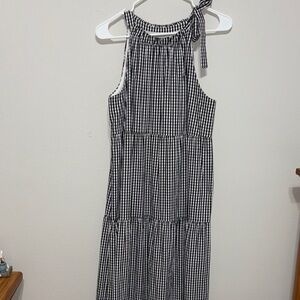 Maggy London Black and White Gingham Maxi Dress